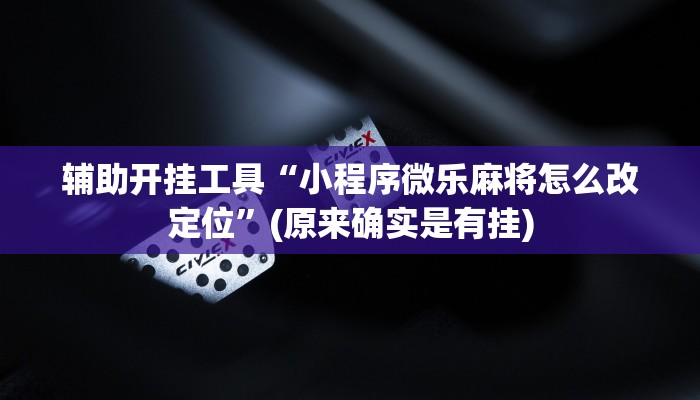 辅助开挂工具“小程序微乐麻将怎么改定位”(原来确实是有挂)