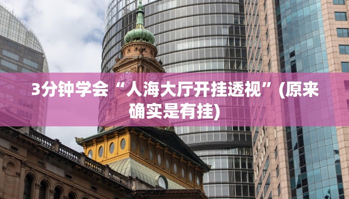 3分钟学会“人海大厅开挂透视”(原来确实是有挂)