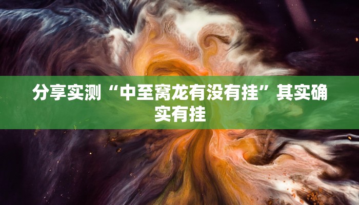分享实测“中至窝龙有没有挂”其实确实有挂